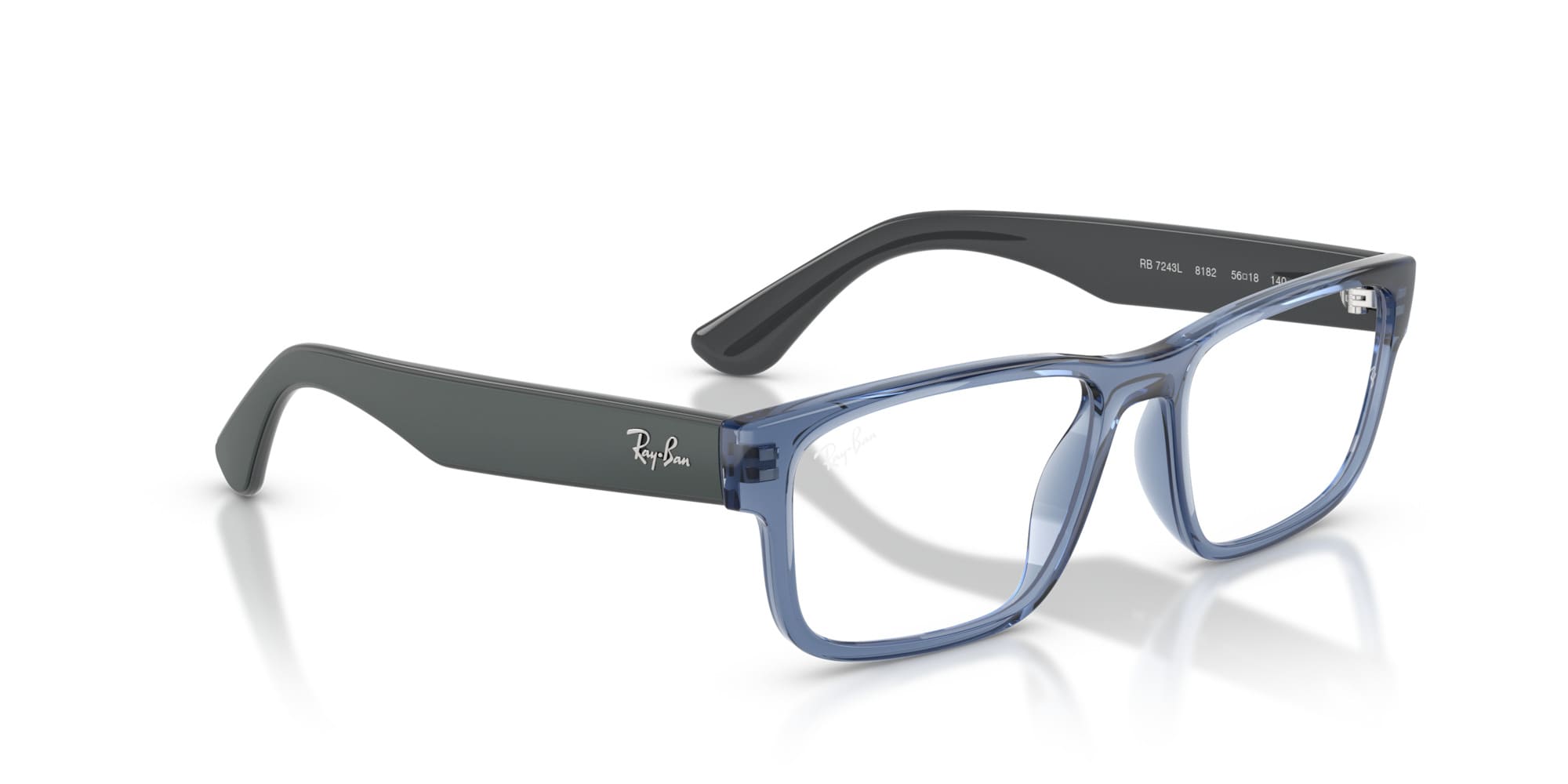RAY-BAN RX7243L 8182-S56 (Azul transparente mate y brillante)