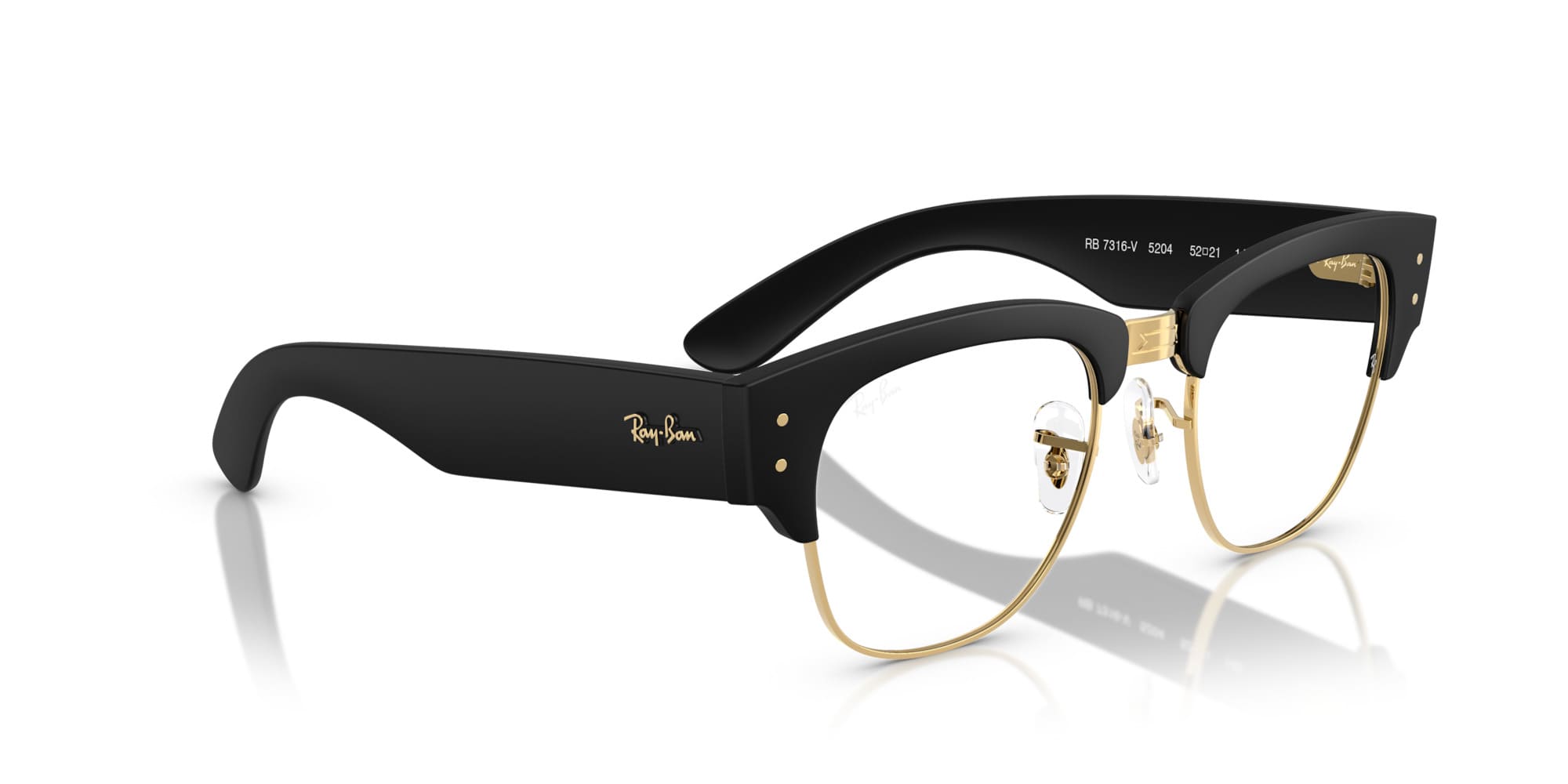 RAY-BAN Clubmaster RX7316V 5204-S52 (Negro arena sobre dorado)