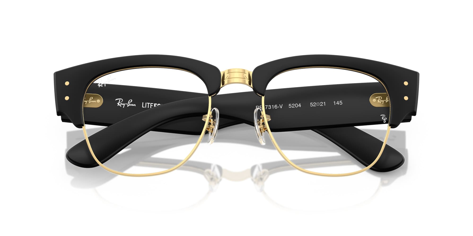 RAY-BAN Clubmaster RX7316V 5204-S52 (Negro arena sobre dorado)