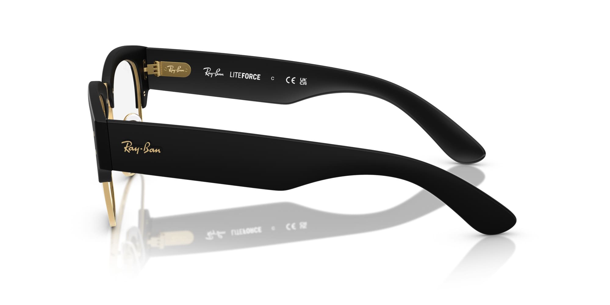 RAY-BAN Clubmaster RX7316V 5204-S52 (Negro arena sobre dorado)