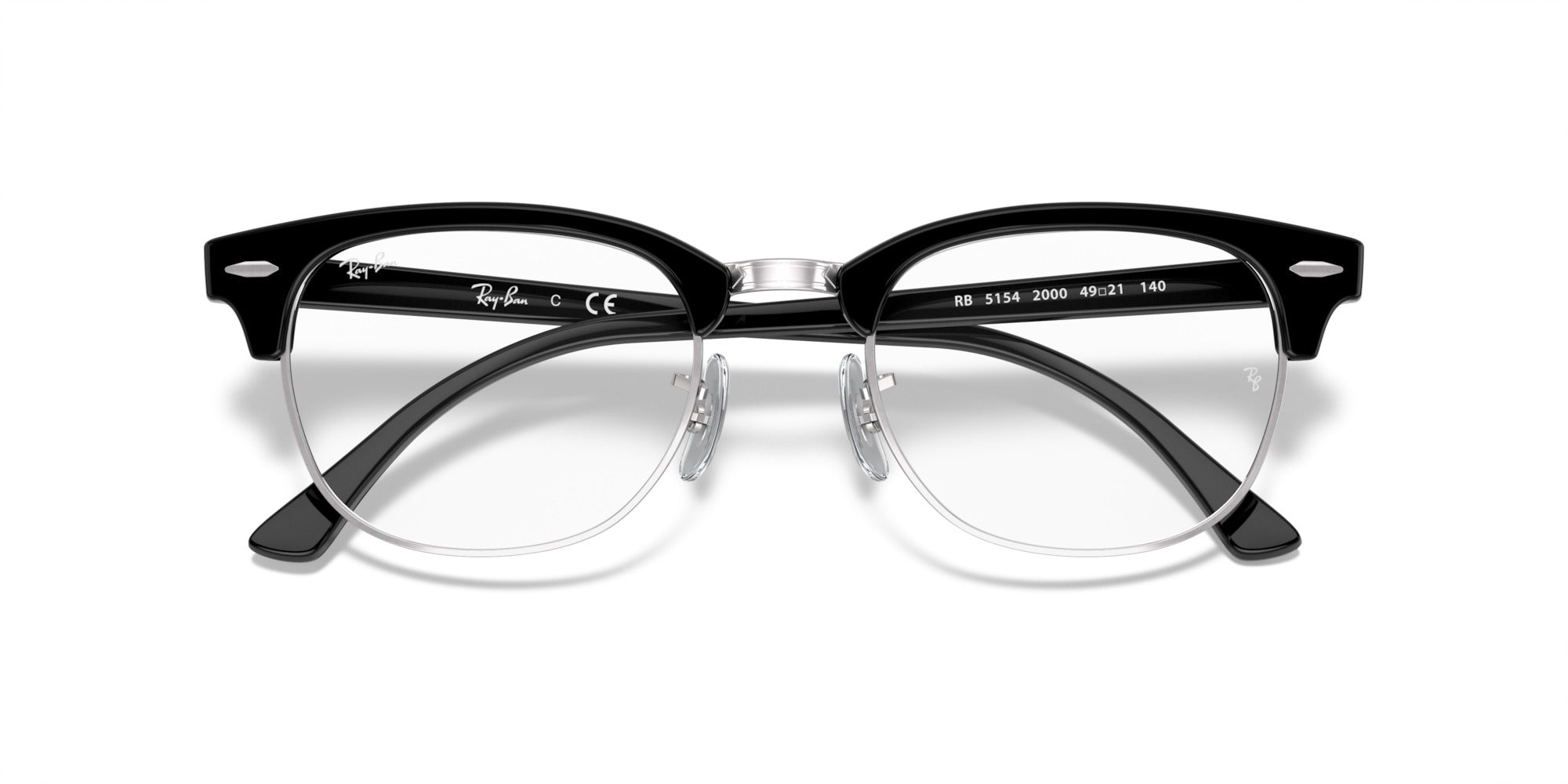 RAY-BAN Clubmaster RX5154 2000-S53 (Negro sobre Plateado)
