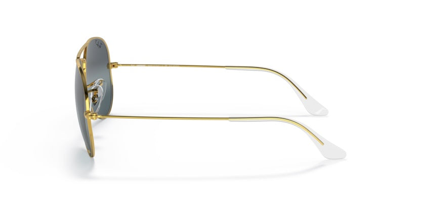 Ray Ban polarizado con tecnología chromance modelo Aviator Large Metal color legend gold y cristales color plateado azulado