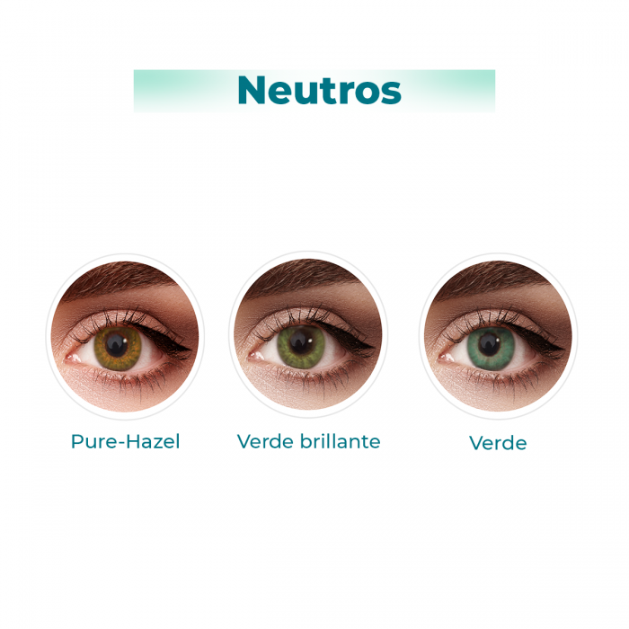 Lentes de contacto de color sin aumento, lente de contacto de color neutro cosméticos de colores, Air optix colors neutros. Óptica Online Optisalud.