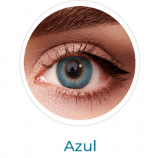 Lentes de contacto de color azul con aumento, cosméticos de colores, Air optix colors formulados con aumento para corregir miopía o hipermetroía. Óptica Online Optisalud.