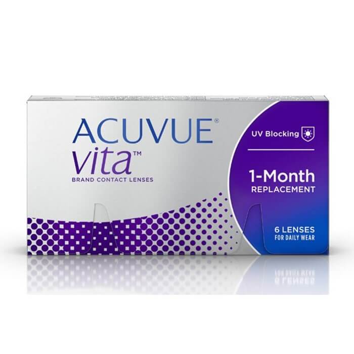 Lentes de Contacto esférico Acuvue vita con filtro 100% UV para miopía e hipermetropía. Óptica Online Optisalud.