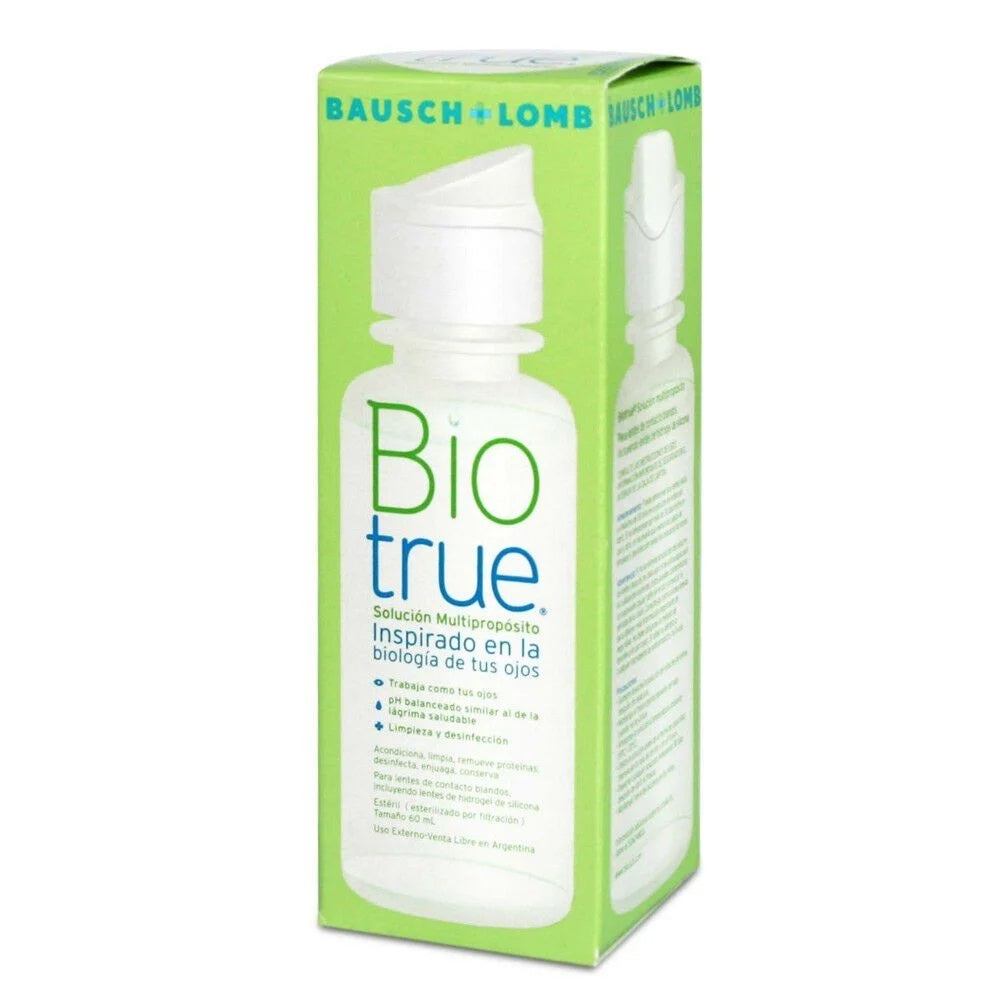 Biotrue líquido solución multipropósito para limpieza y desinfección de lentes de contacto blandas de hidrogel de silicona