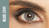 Lunare blue gray lentes de contacto color azules grises cosméticos sin aumento de colores sin receta, lentillas de colores Lunare colors neutros. Óptica Online Optisalud.