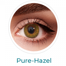 Lentes de contacto de color pure hazel con aumento, cosméticos de colores, Air optix colors formulados con aumento para corregir miopía o hipermetroía. Óptica Online Optisalud.