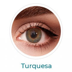 Lentes de contacto cosméticos de colores turquesa, lentillas de colores Freshlook Colorblends neutros. Óptica Online Optisalud.