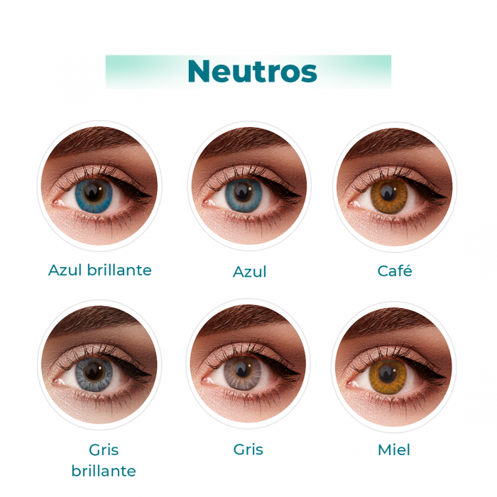 Lentes de contacto de color sin aumento, lente de contacto de color neutro cosméticos de colores, Air optix colors neutros. Óptica Online Optisalud.